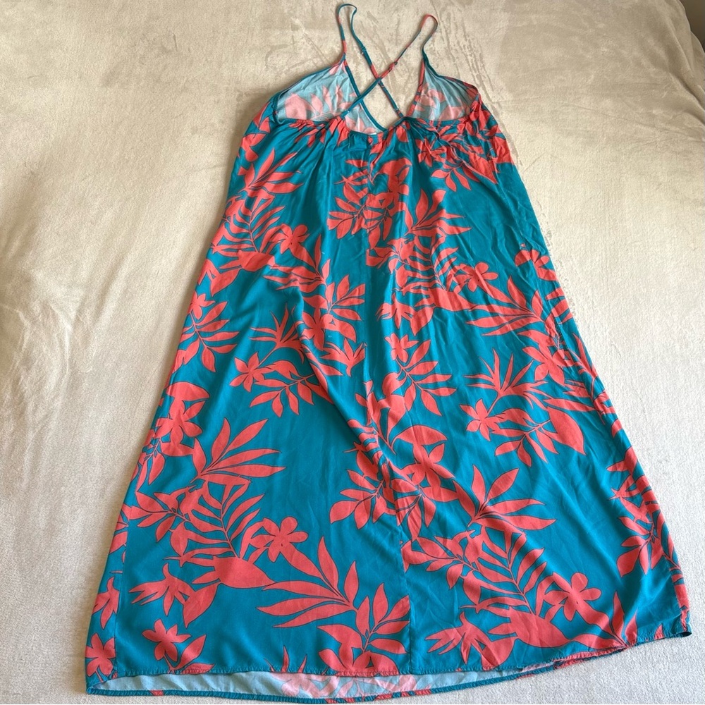 Old Navy Teal and Coral Floral Dress - Picture 4 of 8